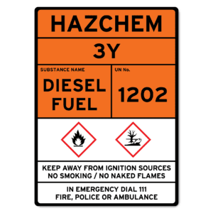 Hazchem Site Sign, Diesel Fuel