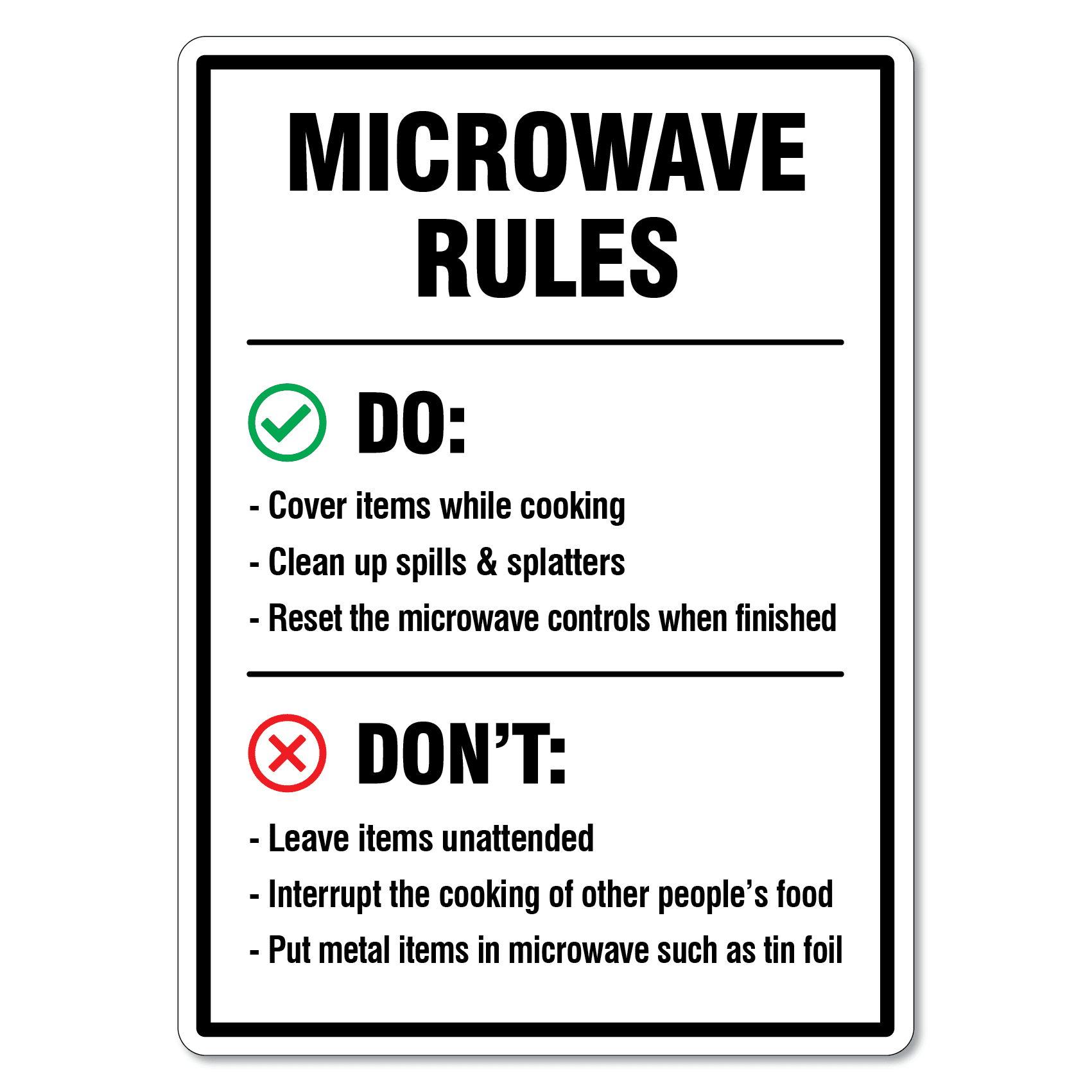 Microwave Rules Sign - The Signmaker