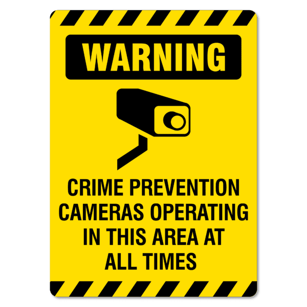 Crime prevention cameras operating in this area at all times