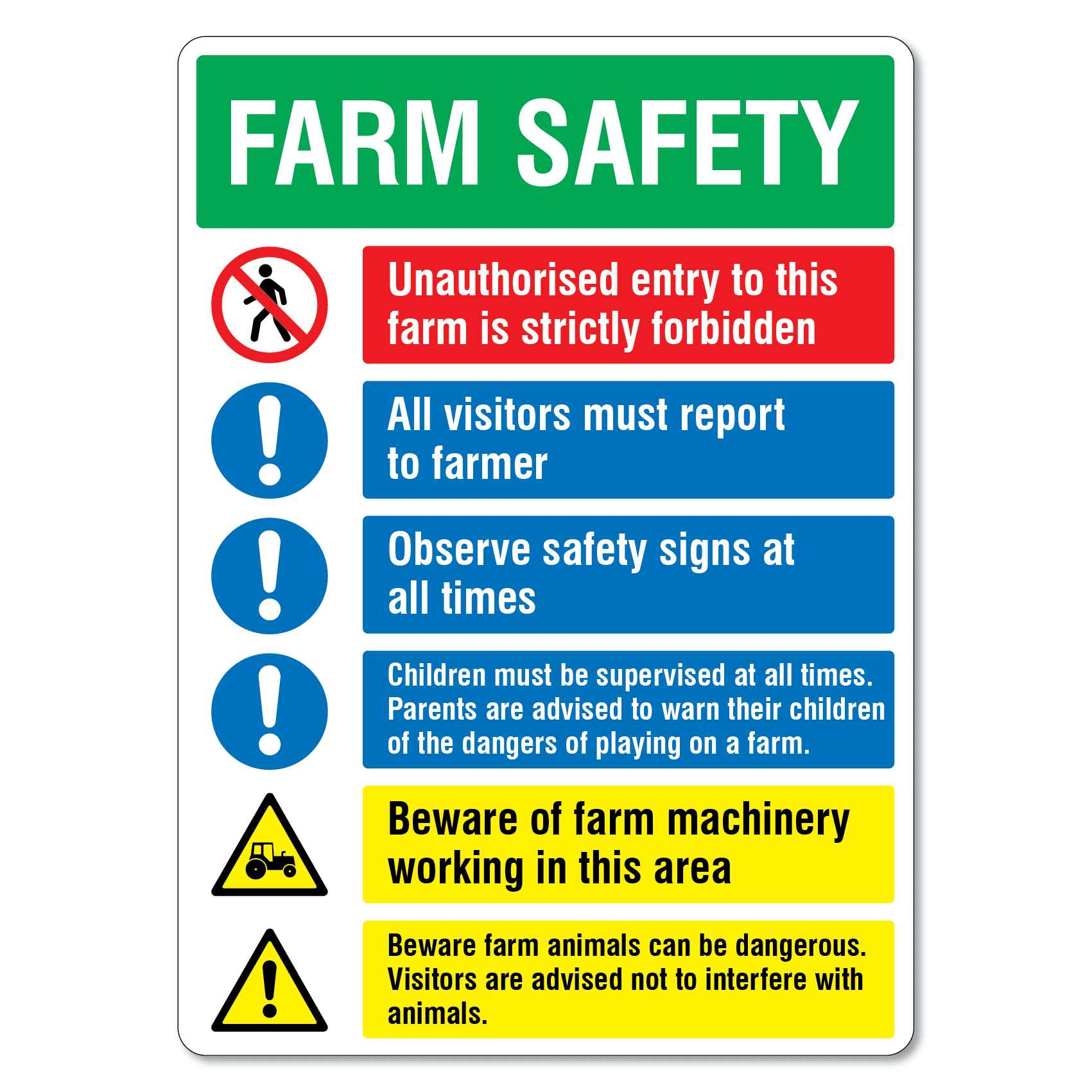 Farm Safety Signs In Combination Vlrengbr