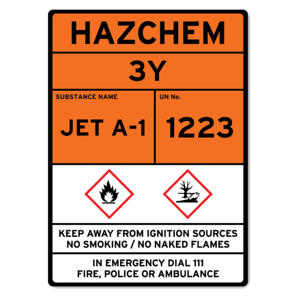 Hazchem Site Sign, Jet Fuel