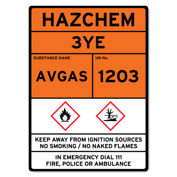 Hazchem Site Sign, Avgas