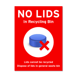 No Lids In Recycling Bin Sticker