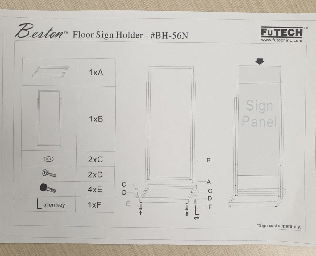 Floor Standing Sign Assembly Instructions