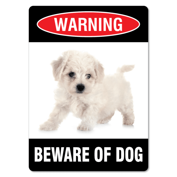Warning Beware Of Dog Bichon Frise Sign